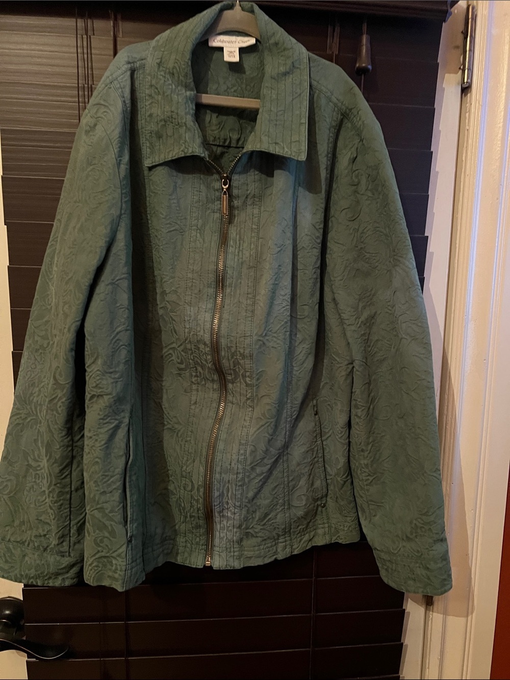 Coldwater Creek Teal Quilted Zip Front Jacket